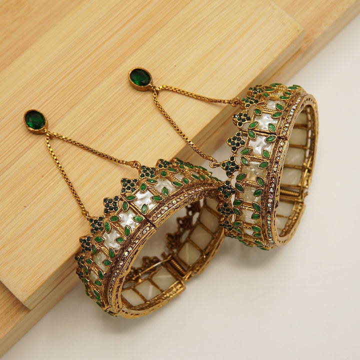 Crown Turkish Mother Of Pearl Bangles Pair - tlmjewels