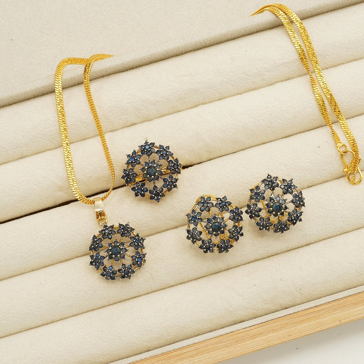 Cubic Zirconia Jarao Look Flower Combo Set - tlmjewels