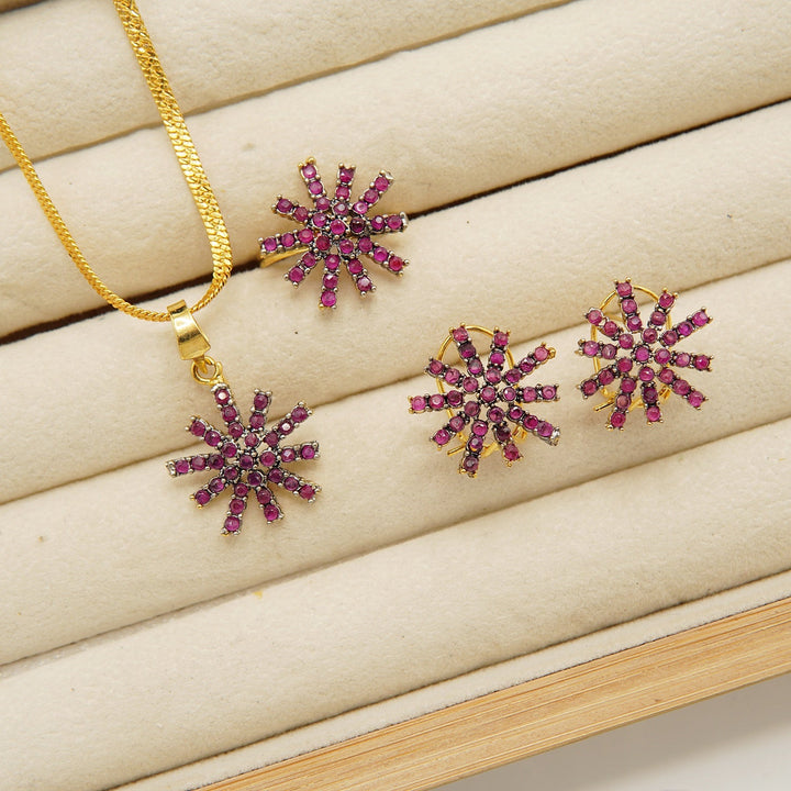 Cut Diamond Zircones Cold Combo Set - tlmjewels
