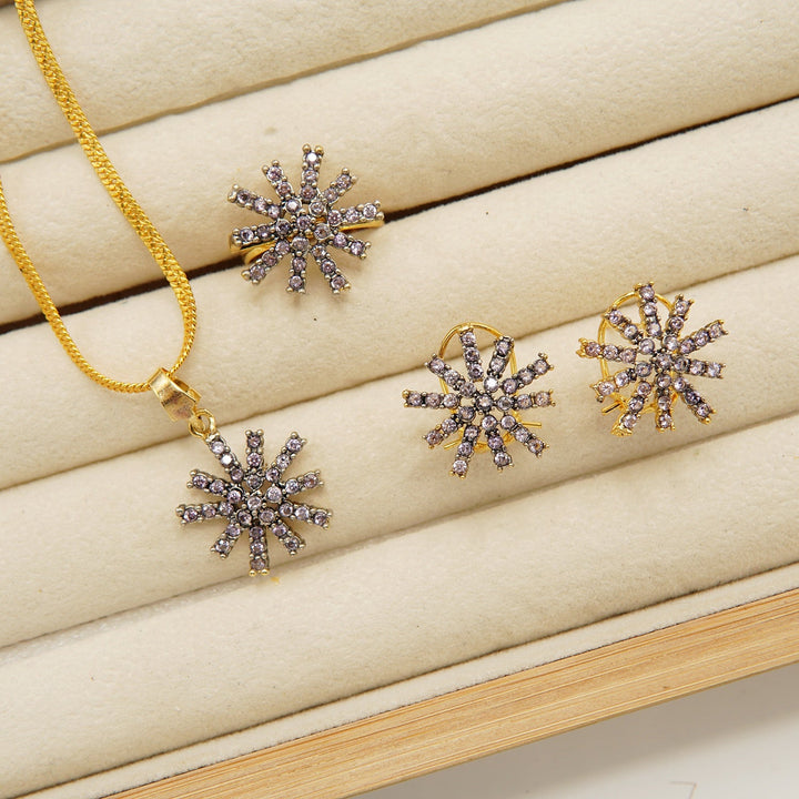 Cut Diamond Zircones Cold Combo Set - tlmjewels
