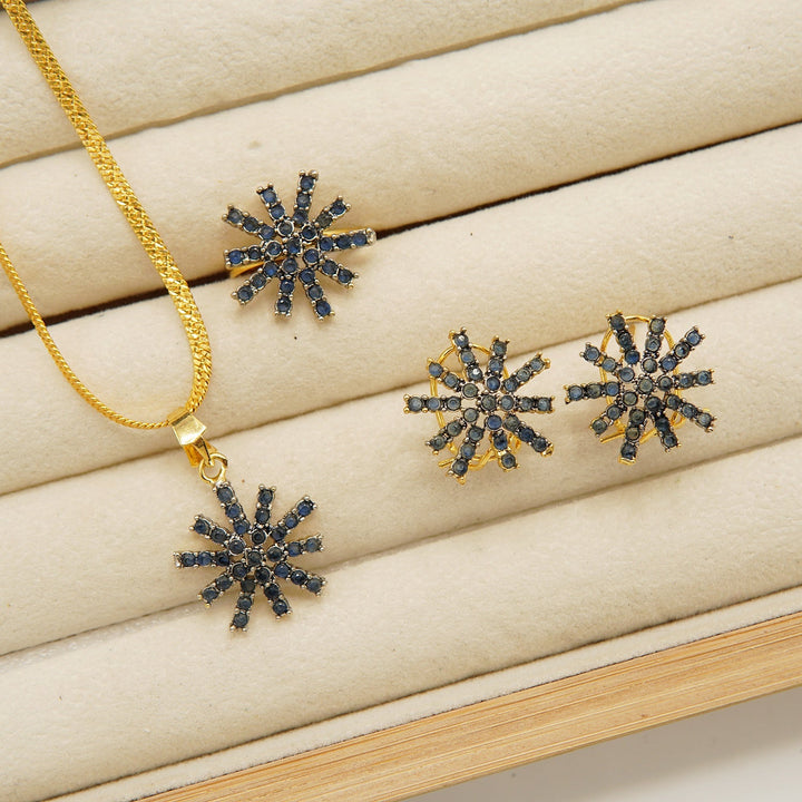 Cut Diamond Zircones Cold Combo Set - tlmjewels