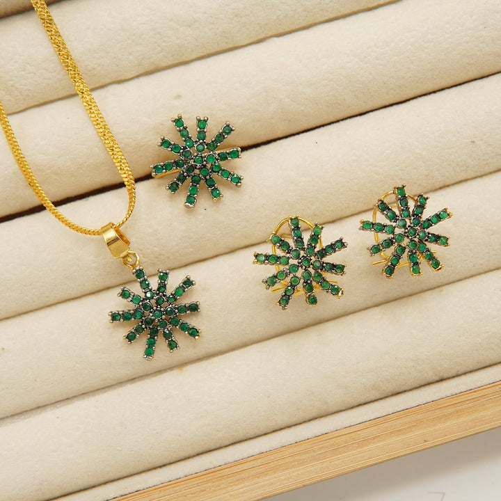 Cut Diamond Zircones Cold Combo Set - tlmjewels
