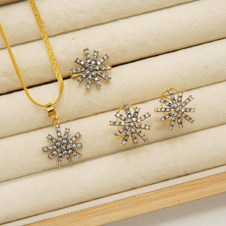 Cut Diamond Zircones Cold Combo Set - tlmjewels
