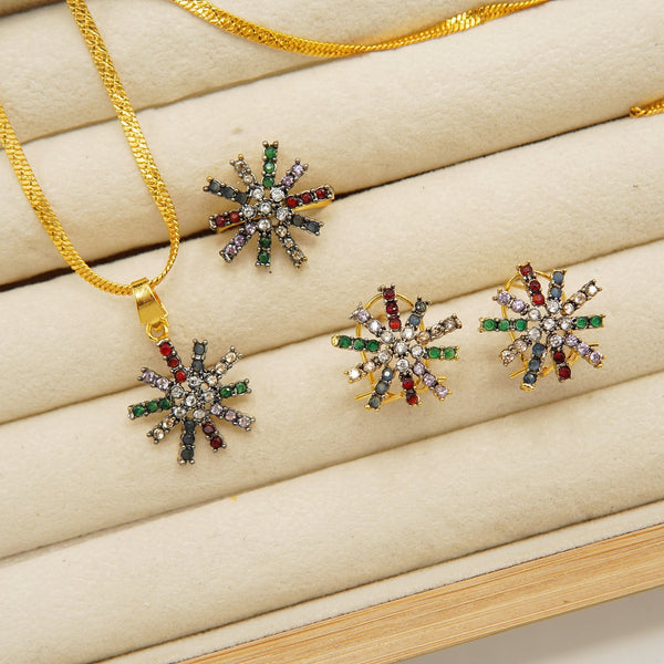 Cut Diamond Zircones Cold Combo Set - tlmjewels