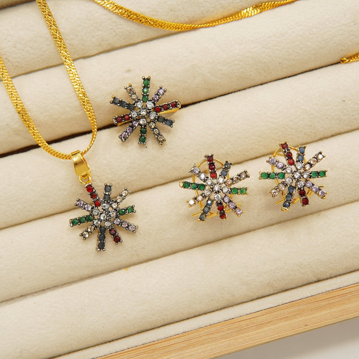 Cut Diamond Zircones Cold Combo Set - tlmjewels