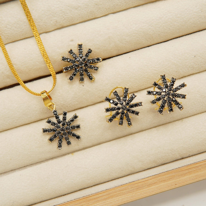 Cut Diamond Zircones Cold Combo Set - tlmjewels