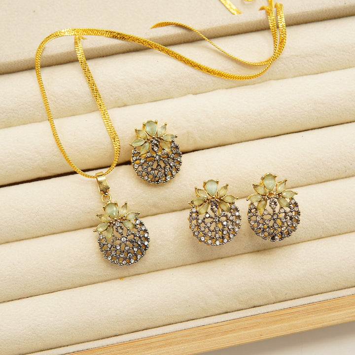 Cut Zirconia Gold Plated Combo Set - tlmjewels