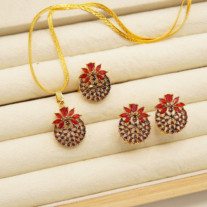 Cut Zirconia Gold Plated Combo Set - tlmjewels
