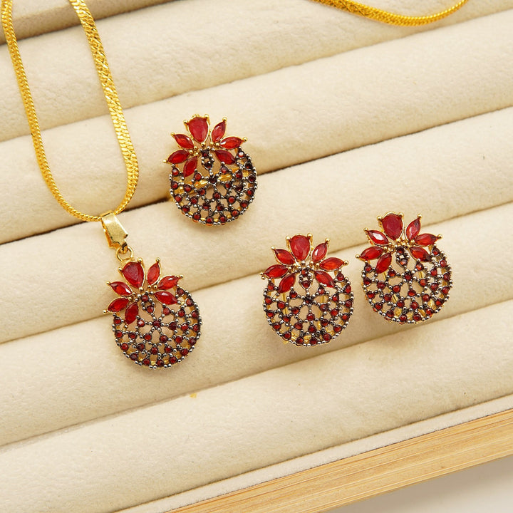 Cut Zirconia Gold Plated Combo Set - tlmjewels