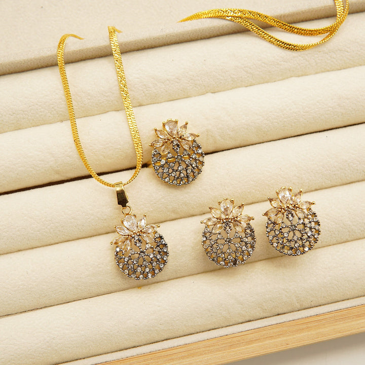 Cut Zirconia Gold Plated Combo Set - tlmjewels