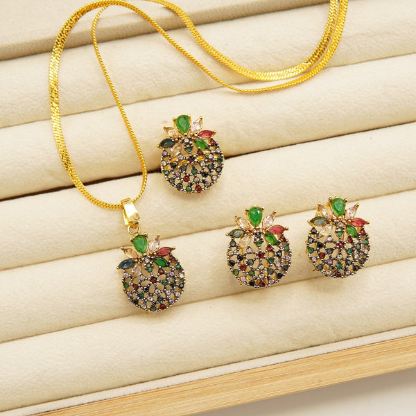 Cut Zirconia Gold Plated Combo Set - tlmjewels