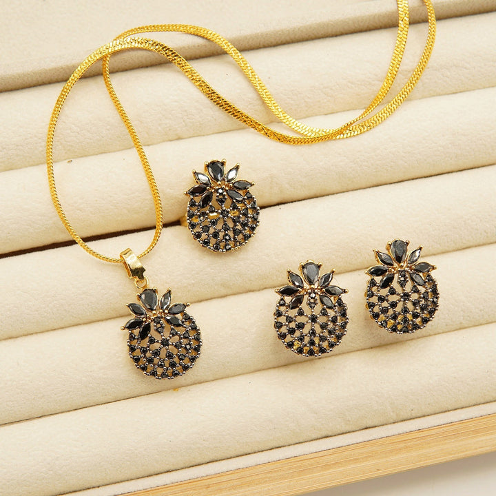 Cut Zirconia Gold Plated Combo Set - tlmjewels
