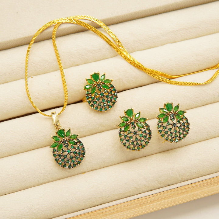 Cut Zirconia Gold Plated Combo Set - tlmjewels