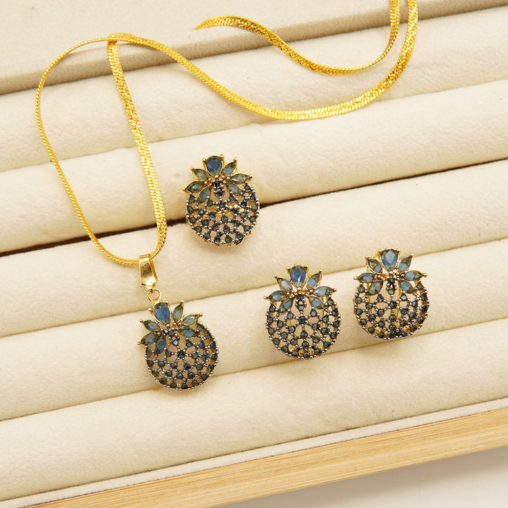 Cut Zirconia Gold Plated Combo Set - tlmjewels