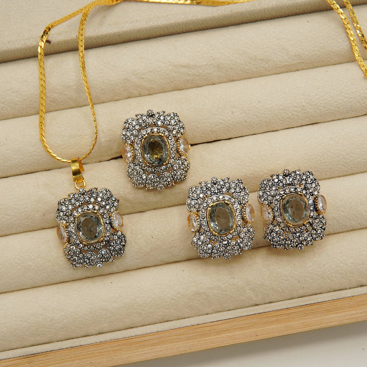Diamonds Doublets And Zircones Combo Set - tlmjewels