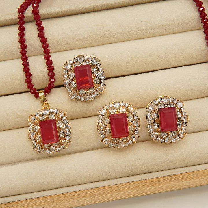 Double Side Zircones Gold Plated Zombo Set - tlmjewels