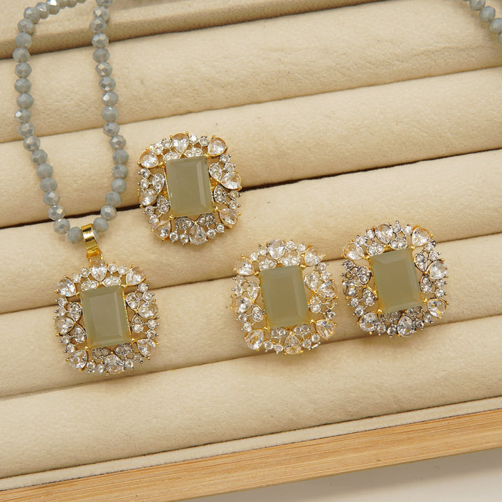 Double Side Zircones Gold Plated Zombo Set - tlmjewels