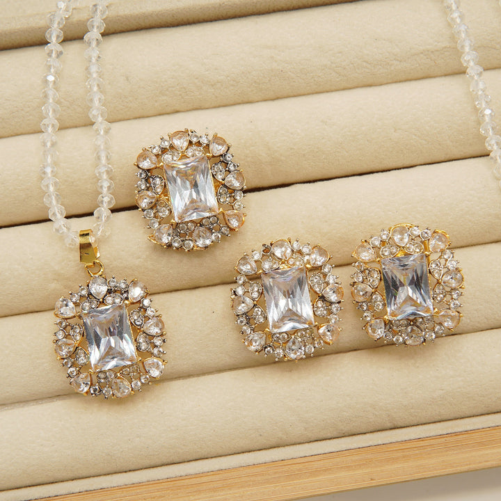 Double Side Zircones Gold Plated Zombo Set - tlmjewels