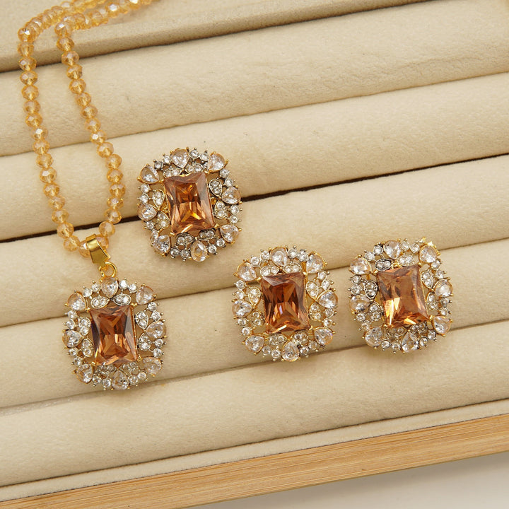 Double Side Zircones Gold Plated Zombo Set - tlmjewels