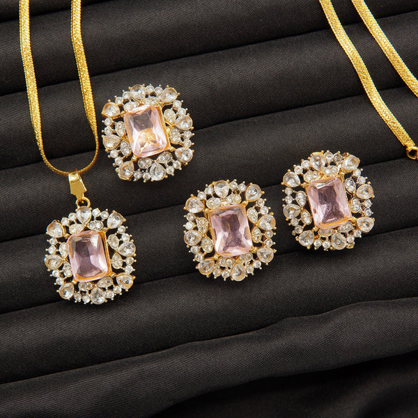 Double Side Zircones Gold Plated Zombo Set - tlmjewels