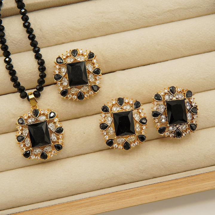 Double Side Zircones Gold Plated Zombo Set - tlmjewels