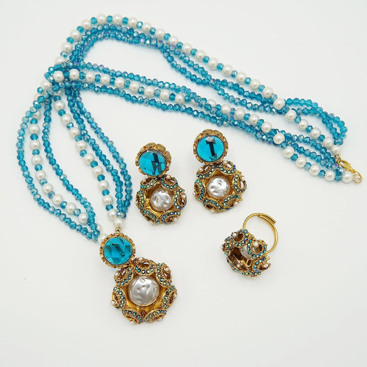 Doublets Mother Of Pearl Mini Pendant Mala Set - tlmjewels