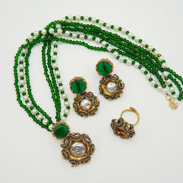 Doublets Mother Of Pearl Mini Pendant Mala Set - tlmjewels