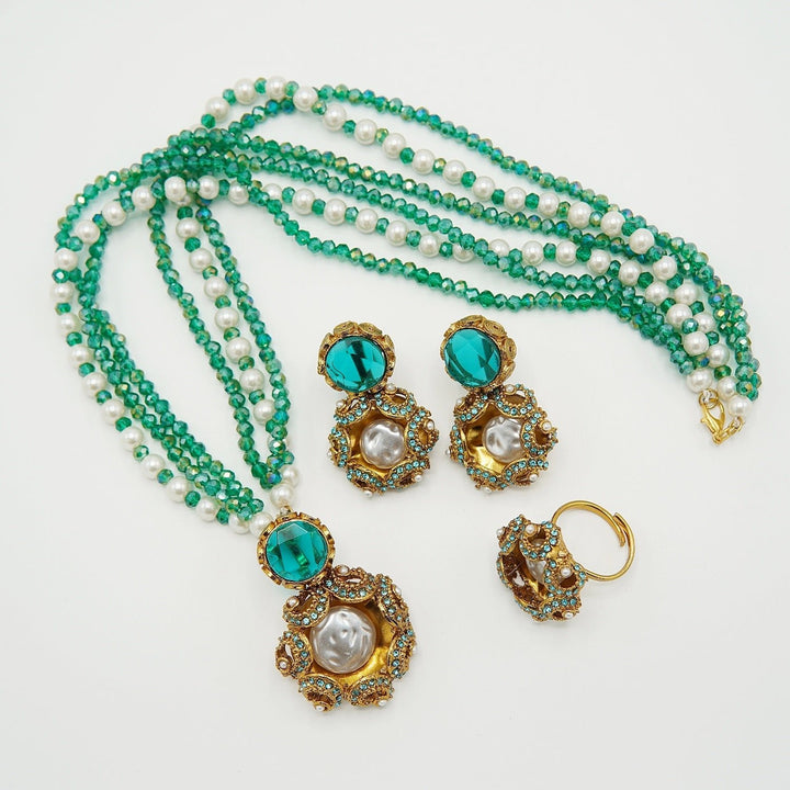 Doublets Mother Of Pearl Mini Pendant Mala Set - tlmjewels