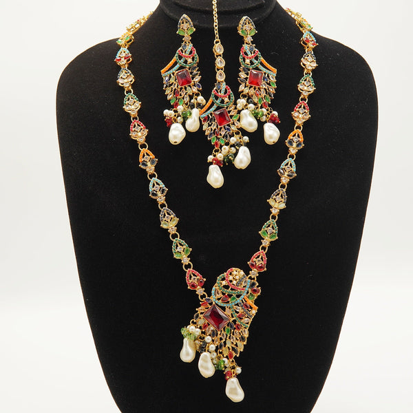 Egyptian Polkis Stones Mother Of Pearl Piroyi Mala Set - tlmjewels
