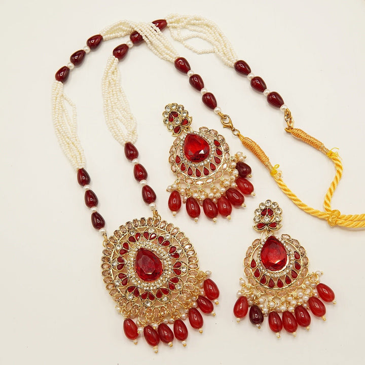 Egyptian Stone Full Polkis Pendant Mala Earring - tlmjewels
