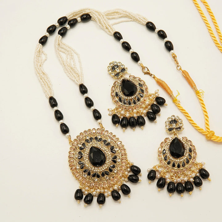 Egyptian Stone Full Polkis Pendant Mala Earring - tlmjewels