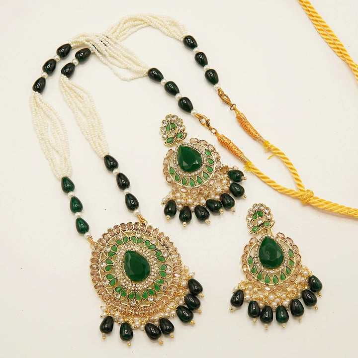 Egyptian Stone Full Polkis Pendant Mala Earring - tlmjewels