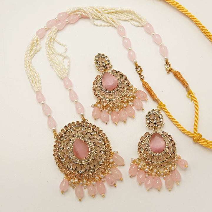 Egyptian Stone Full Polkis Pendant Mala Earring - tlmjewels