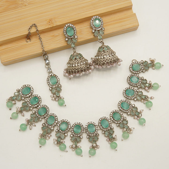 Egyption Polki Look Jumki Necklace Set - tlmjewels