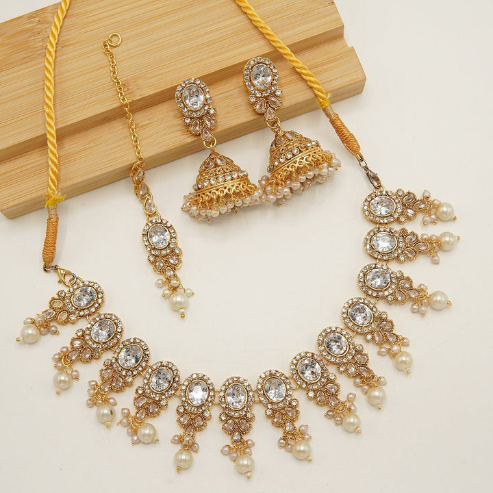 Egyption Polki Look Jumki Necklace Set - tlmjewels