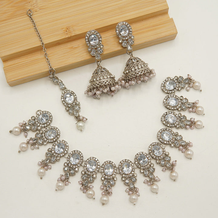 Egyption Polki Look Jumki Necklace Set - tlmjewels