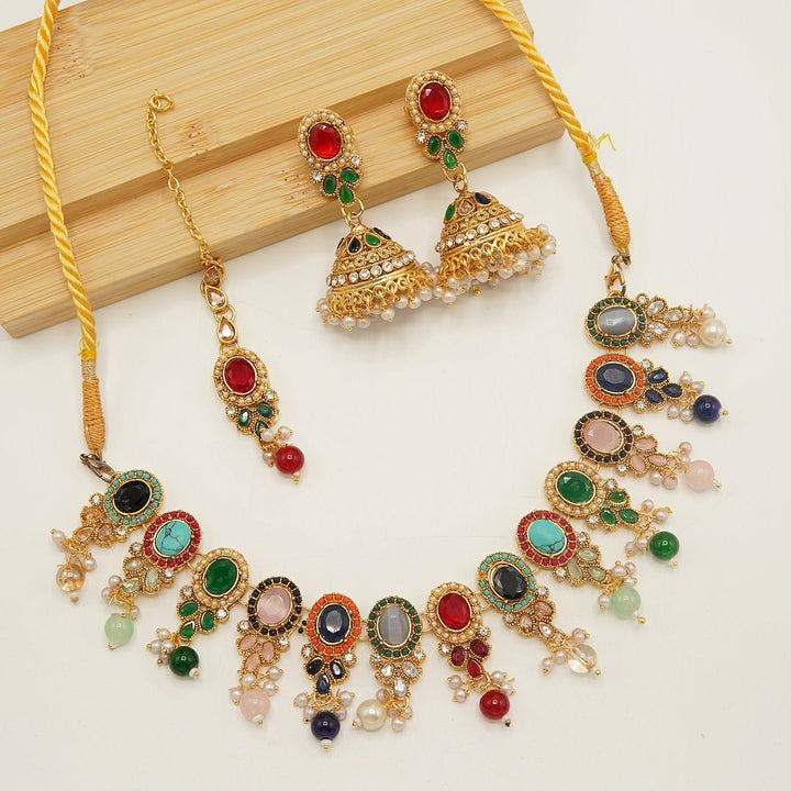 Egyption Polki Look Jumki Necklace Set - tlmjewels