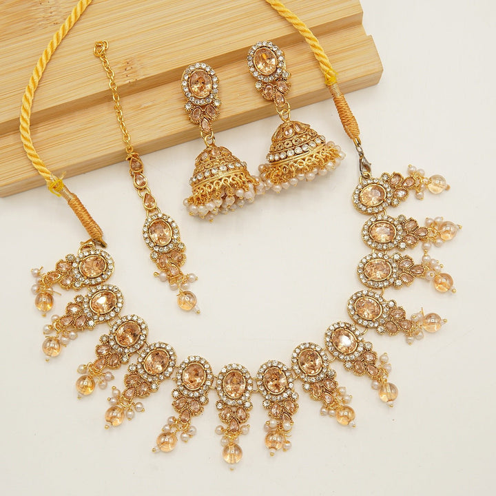 Egyption Polki Look Jumki Necklace Set - tlmjewels