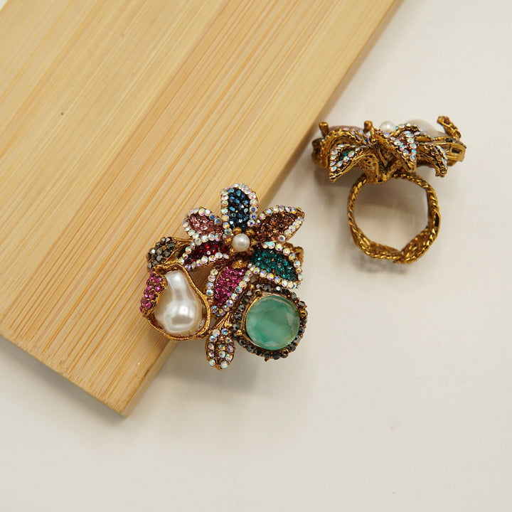 Floral M.O.P Gem's Ring - tlmjewels