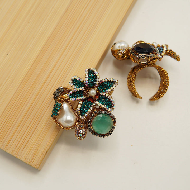 Floral M.O.P Gem's Ring - tlmjewels