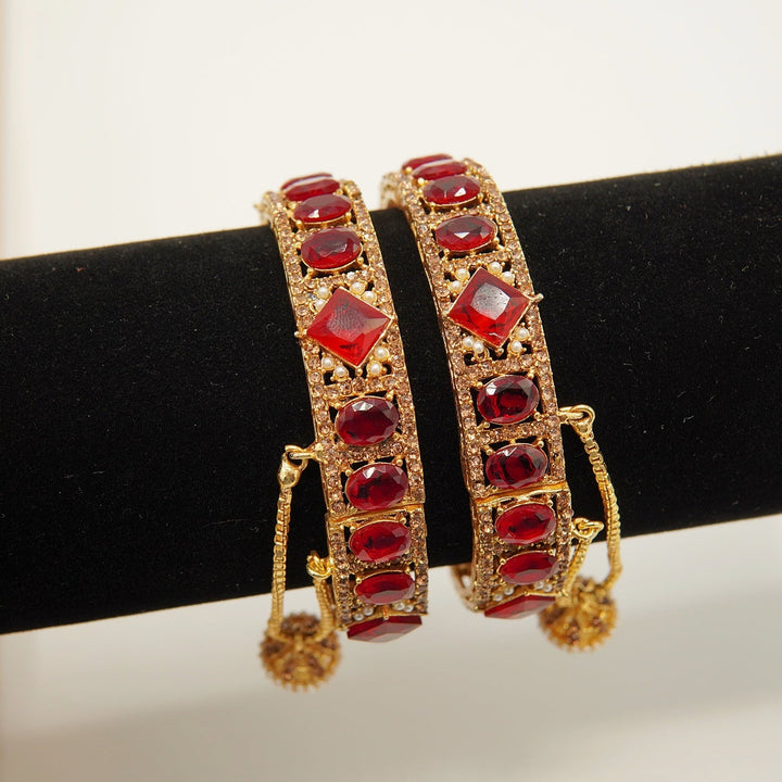 Full Stones Nauratan And Solid Bangles Pair - tlmjewels