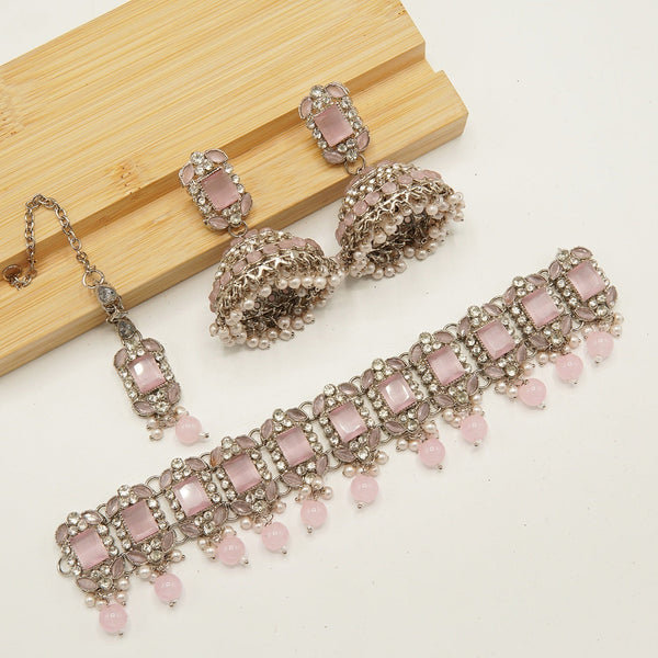 Gem Stone Flexible Choker Jhumka Set - tlmjewels