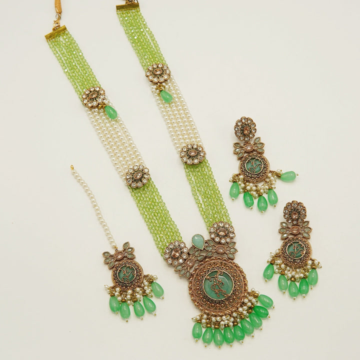 Gem's Antique Tone Dholna Mala Set - tlmjewels