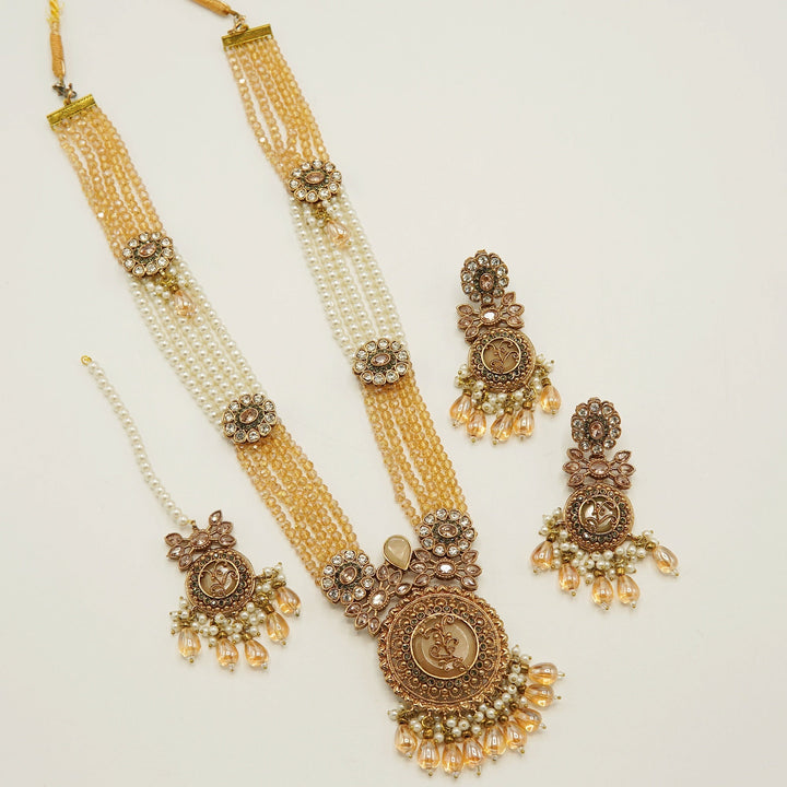 Gem's Antique Tone Dholna Mala Set - tlmjewels