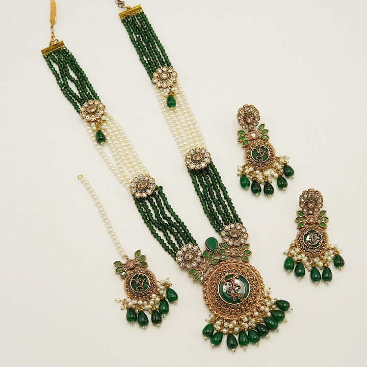 Gem's Antique Tone Dholna Mala Set - tlmjewels