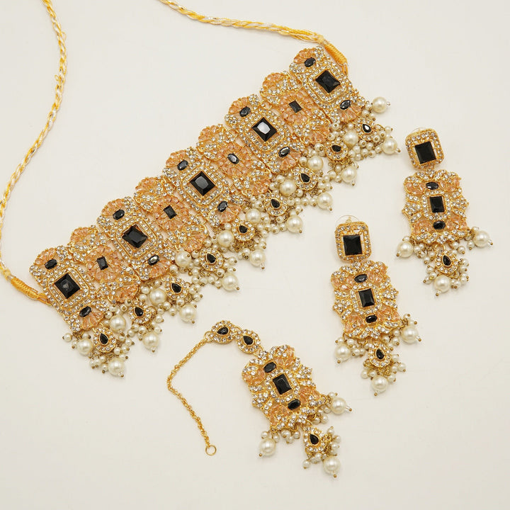 Glamorous Zircones Semi Choker Set - tlmjewels