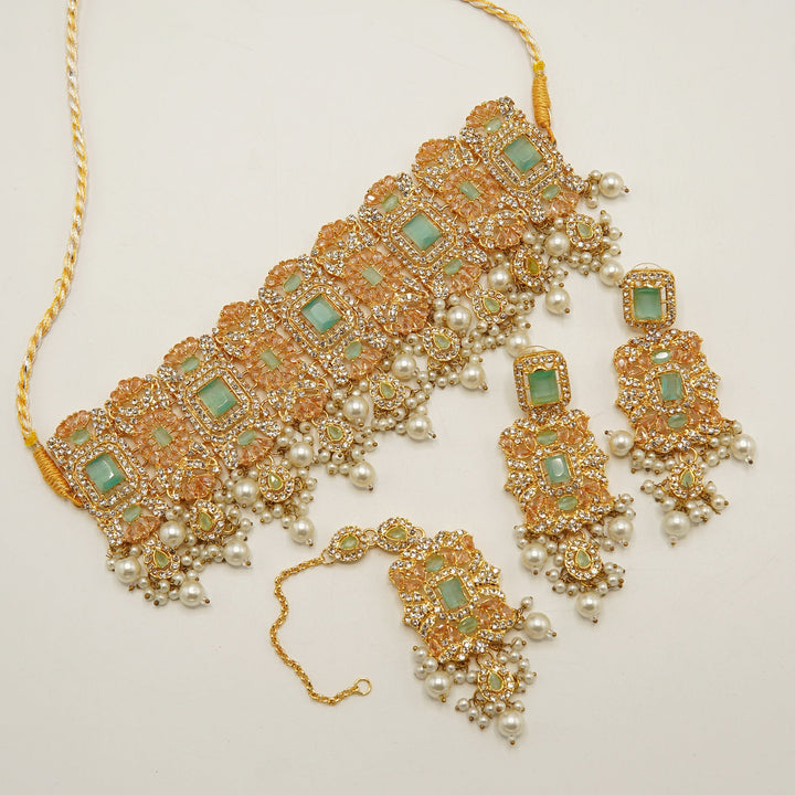 Glamorous Zircones Semi Choker Set - tlmjewels