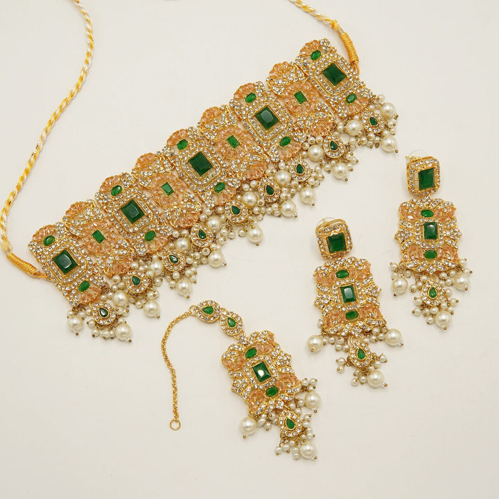 Glamorous Zircones Semi Choker Set - tlmjewels