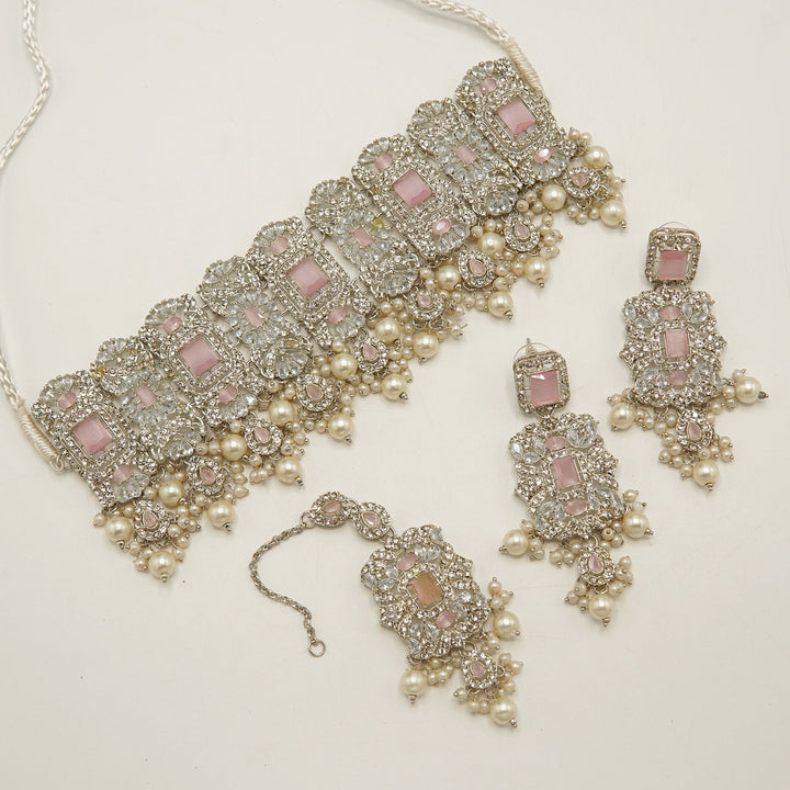 Glamorous Zircones Semi Choker Set - tlmjewels