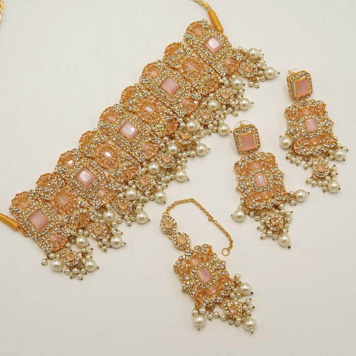 Glamorous Zircones Semi Choker Set - tlmjewels